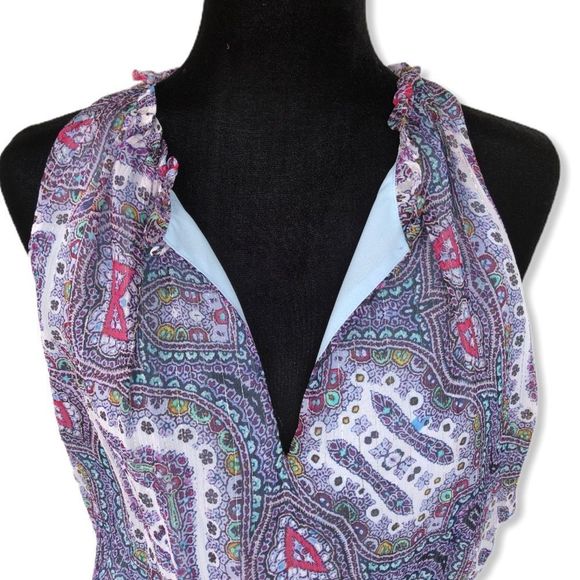 Shoshanna Jodhana Border Print Aditi Silk Metallic Thread Dress NWT size 10 - Picture 4 of 11